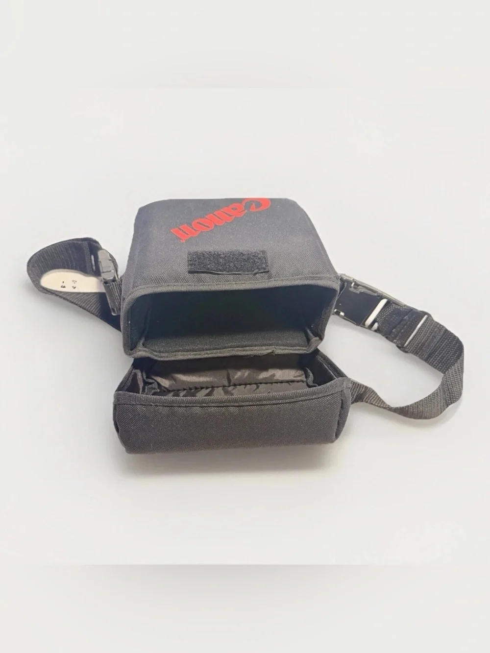 90s Vintage CANON Logo Small Shoulder Camera Bag Blk Soft Padded RARE Belt Loop